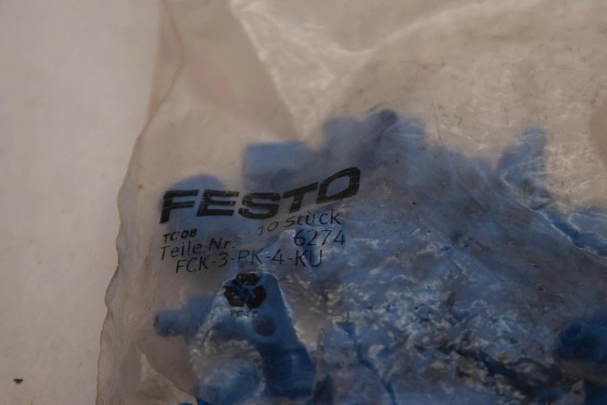 (NEW - Lot 16) FESTO FCK-3-PK-4-KU Barbed Quick Connector For 4mm Tubing