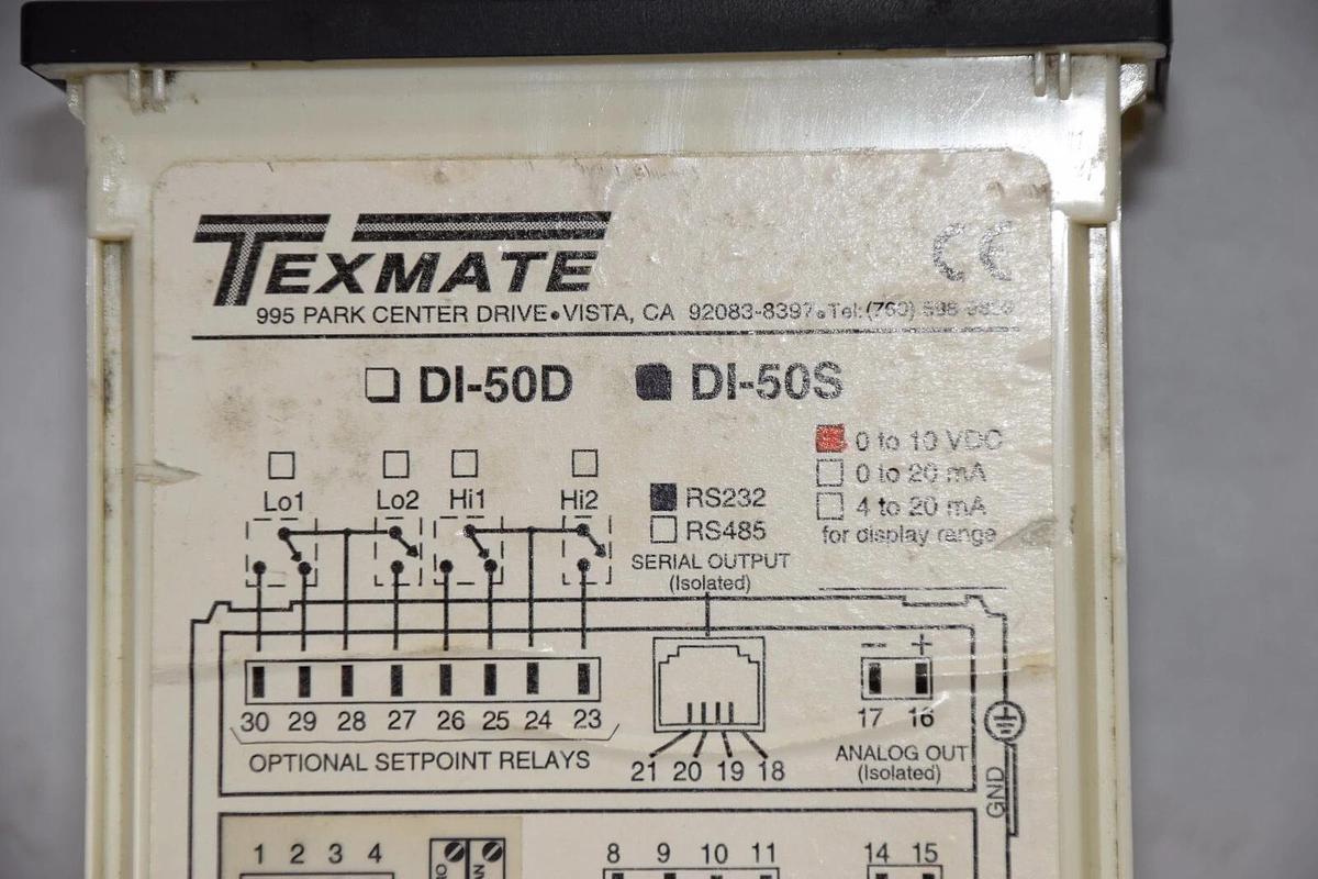 Used TEXMATE DI-50S , DI50S 0-10vdc RS232 Digital Panel Meter
