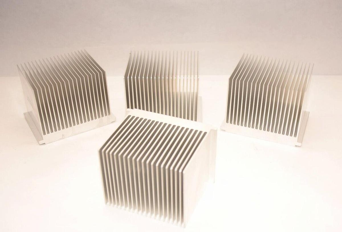 Used (Lot of 4) Aluminum Heat Sinks 3.5" L x 2.75" W x 2.5" D