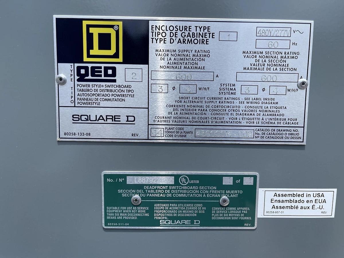 Used Square D 600 Amp QED 2 Switch Gear L88792208 PowerPact PGF36060CU33AAAYP 600A