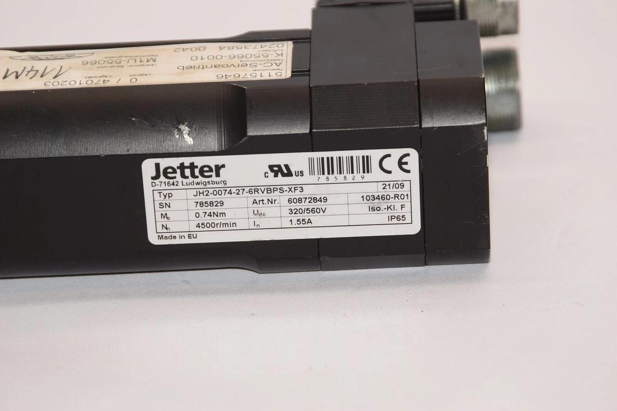 Used JETTER JH2-0074-27-6RVBPS-XF3 1.55A 24Vdc 3 PH PM Servo Motor
