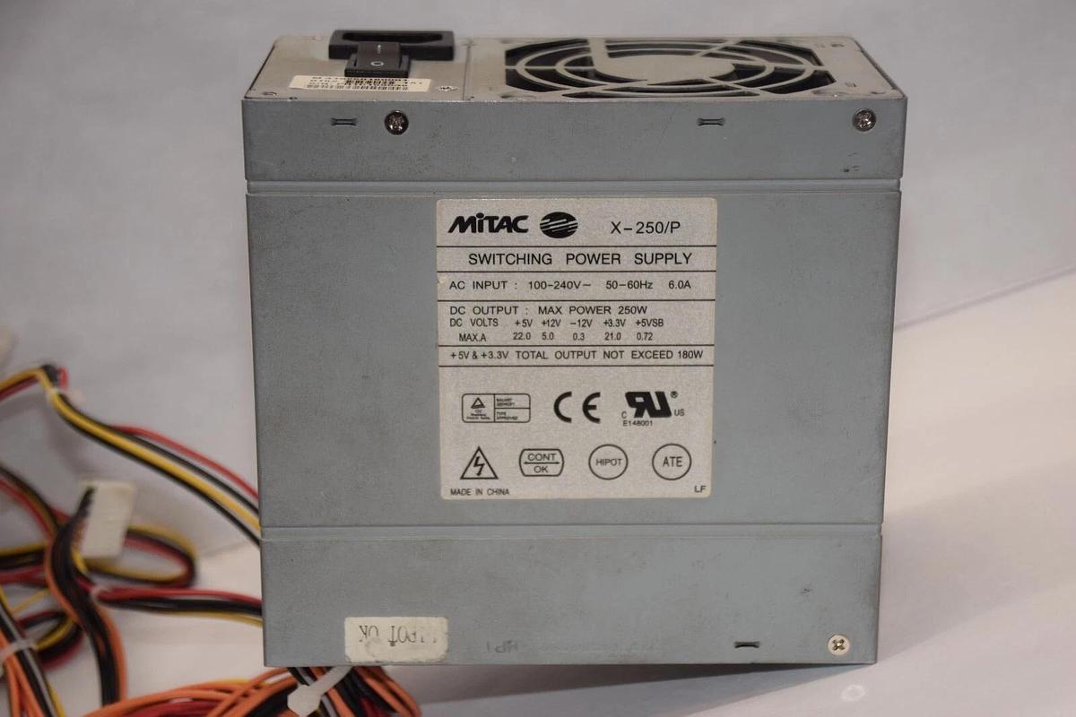 Used MITAC X-250/P , X250/P 100-240V 50-60Hz 6.0A Switching Power Supply