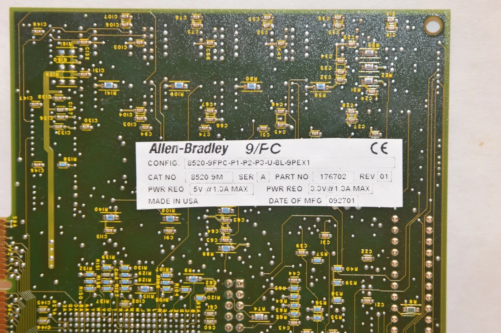 Used Allen Bradley 9/Series card 8520-9FPC-P1-P2-P3-U-8L-9PEX1 8520 9M, 176702, 9/PC