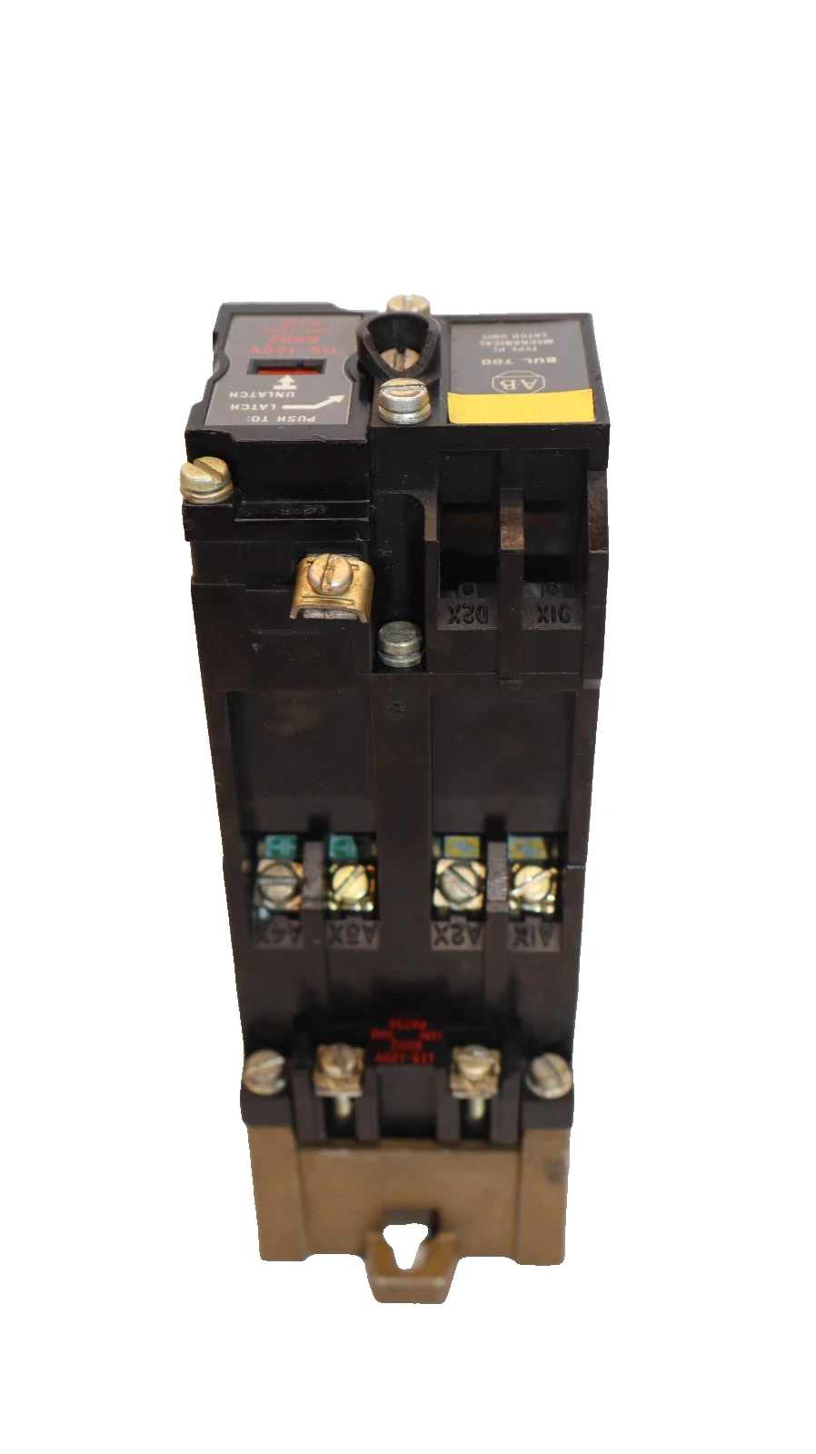 Used Allen Bradley Relay 700-PLLA1 Mechanical Latch Unit 700-P400A1 60A Coil: 120V