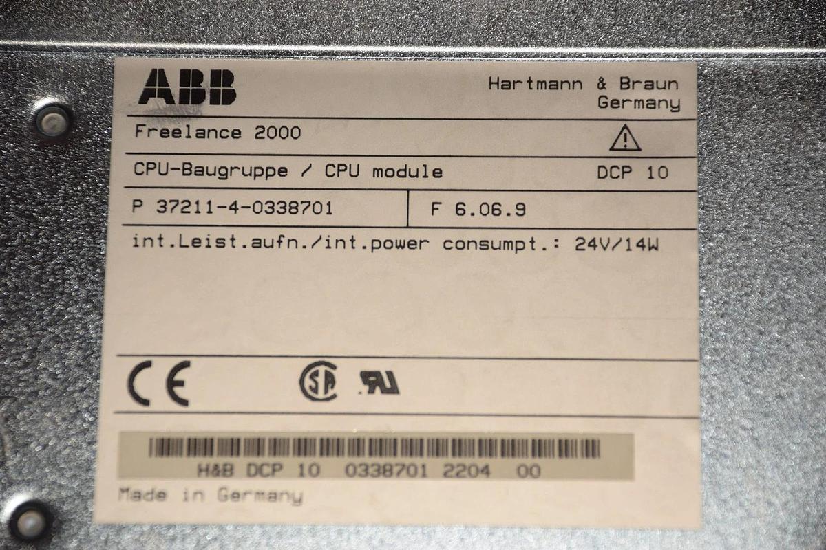 Used ABB FREELANCE 2000 P 37211-4-0338701 P3721140338701 CPU MODULE