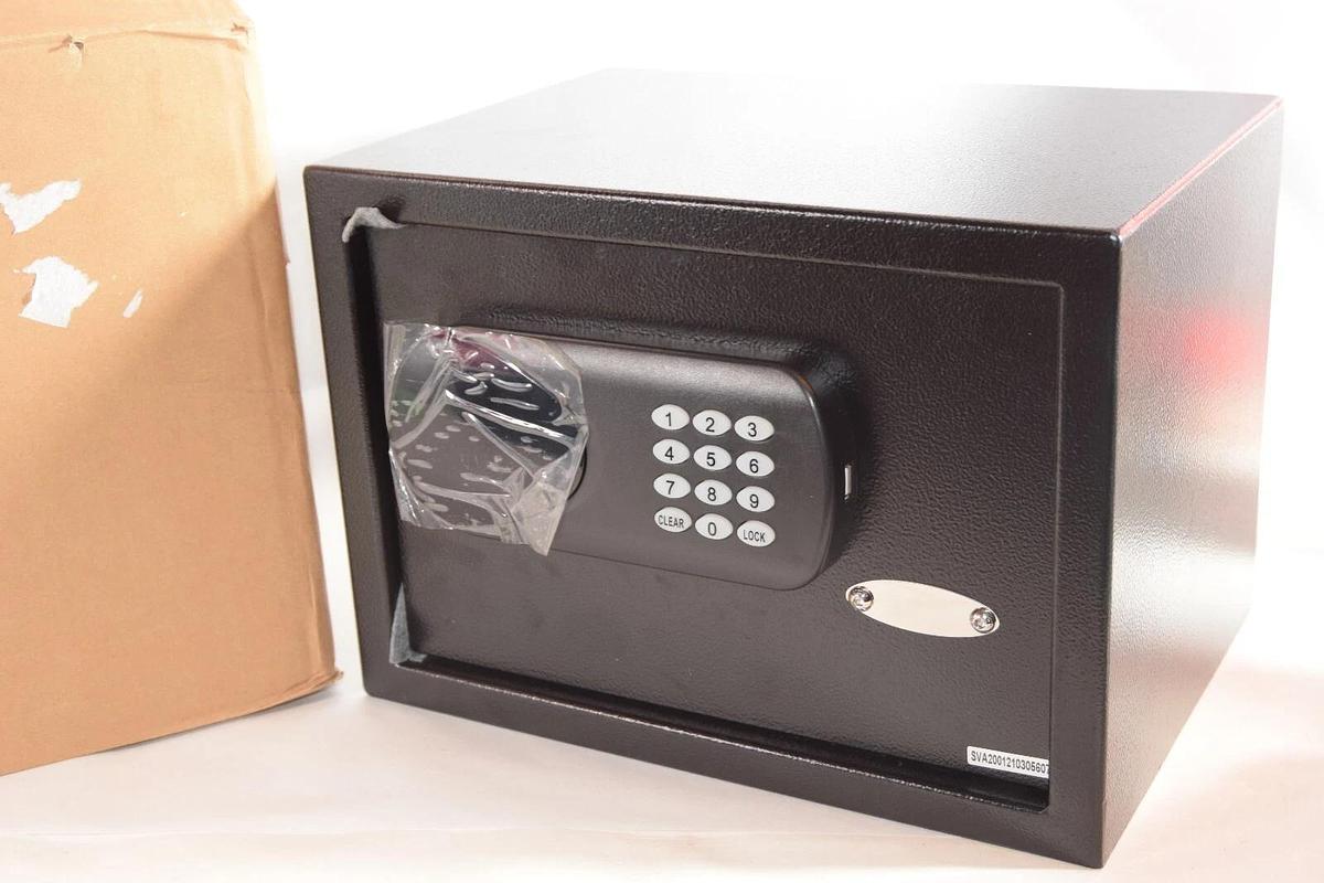 (NEW) AMAZON BASICS 0.5 Cubic Feet Black Electronic Lock Hotel Safe