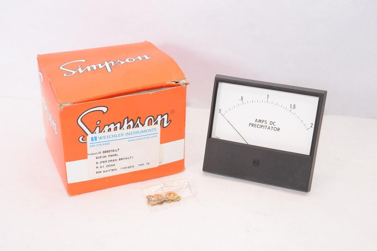 (NEW) WESCHLER INSTRUMENTS 085010-L7 0-2Amps Precipitator Panel Meter