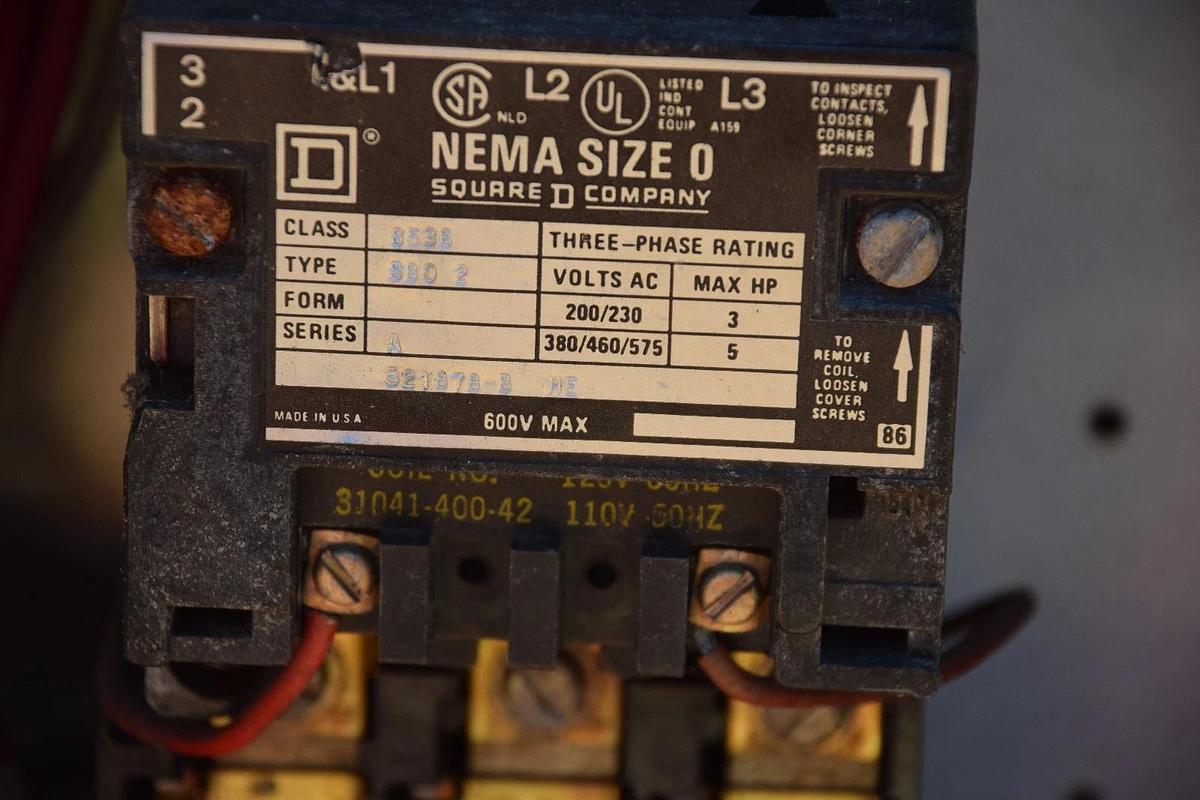 Used Square D S/S 8539-SCW43 Stainless steel 8536 SBO 2 Size 0 Starter contactor