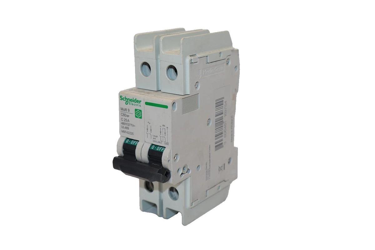 Used Schneider Electric M9F42225 25A Amp 2 Pole Multi 9 Circuit Breaker