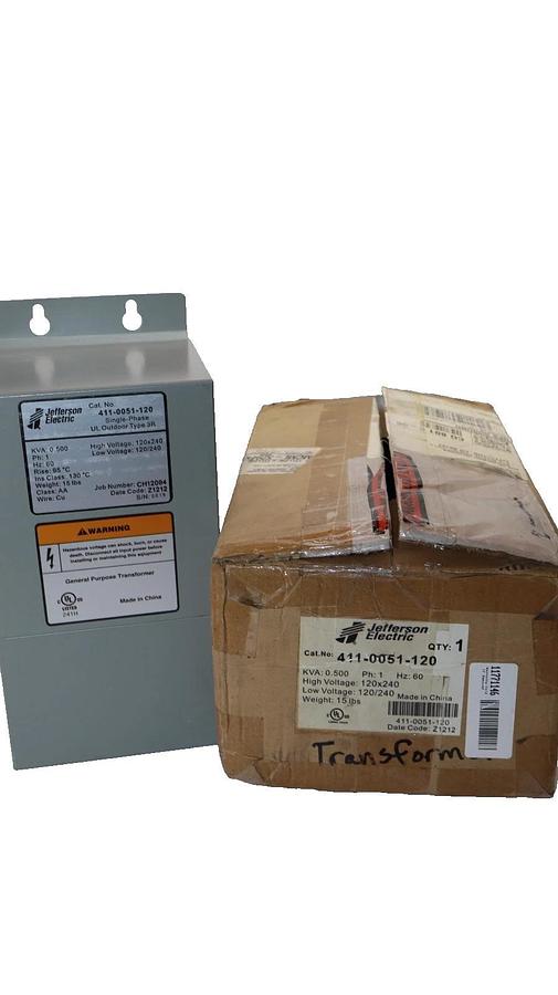 Jefferson Electric Transformer 411-0051-120 0.5kva 1Ph 120/240v Voltage (New)