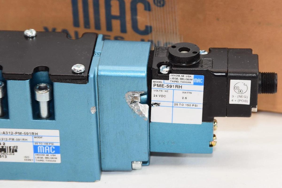 (NEW) MAC VALVES MV-A2B-A312-PM-591RH , PME-591RH Solenoid Valve *Chip, as is*