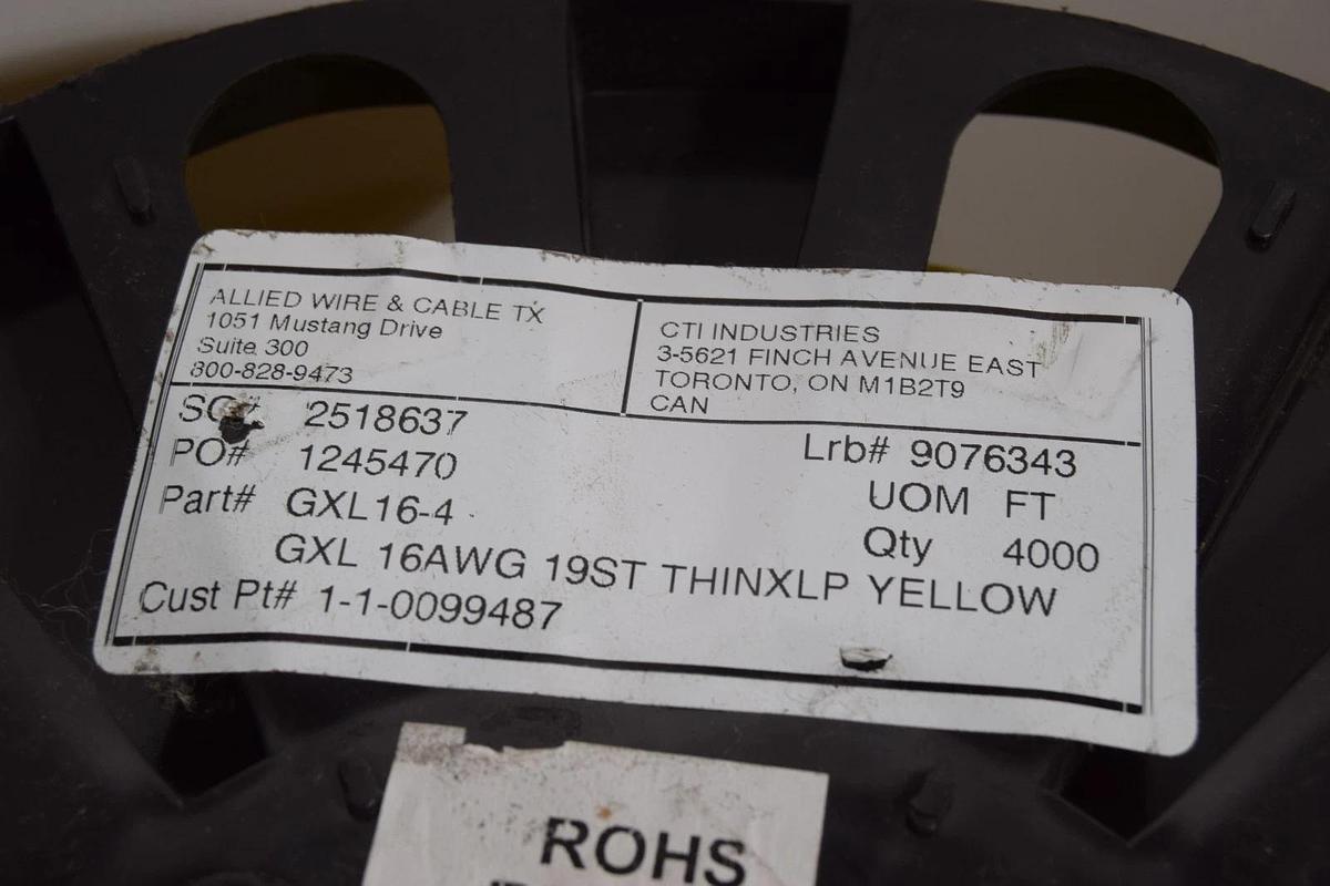 Allied Automotive 4000' 16ga Yellow Wire GXL 16-4 16AWG 19/29 stranded copper