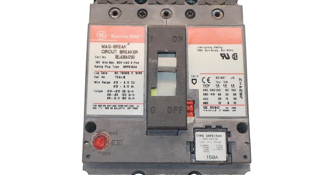 Used GE / GENERAL ELECTRIC SELA36AI0150 3P 150A 150 Amp A Breaker w/ SRPE150A Shunt