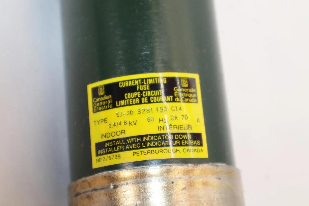 Used CANADIAN GENERAL ELECTRIC EJ-2D 328L493 G14 2.4/4.8kV 60Hz 70A Indoor Fuse