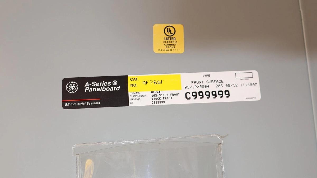 Used General Electric GE ASeries 400A Panelboard Panel AQF3424JBX 208y/120v 3ph 4w 42