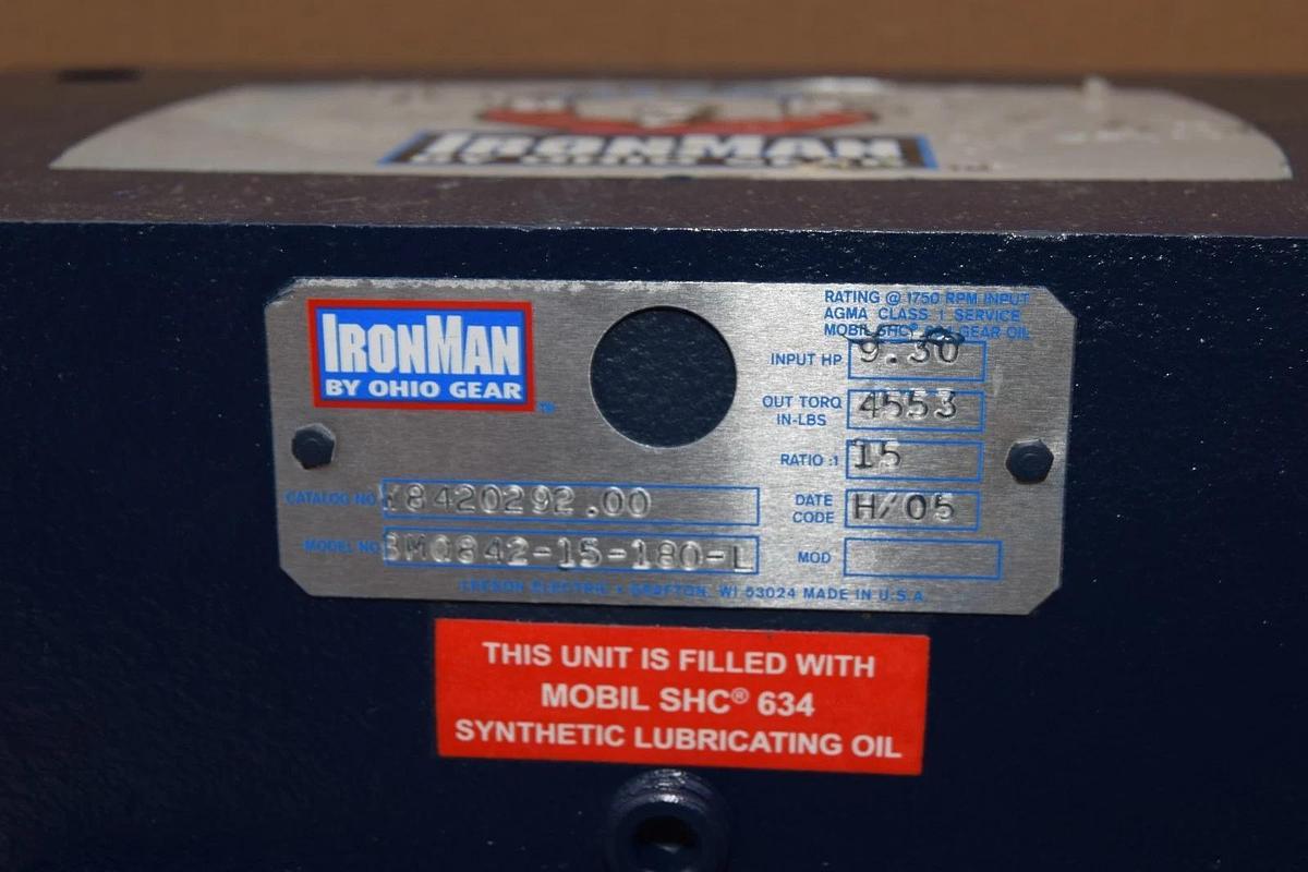 IronMan Ohio Gearbox Worm Speed Reducer W8420292.00 BMQ842-15-180-L 15:1 NOS