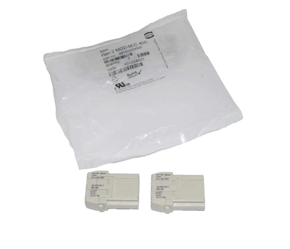 Harting Han 2 MOD-M-C 40A Module Crimp Male Connector 09140023002 *Pack of 2 NEW