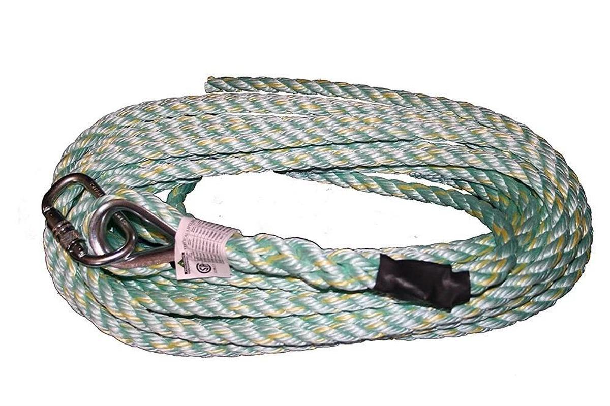 PeakWorks 57-316 Premium Vertical Lifeline Rope Back Splice and Carabiner 75 Ft.