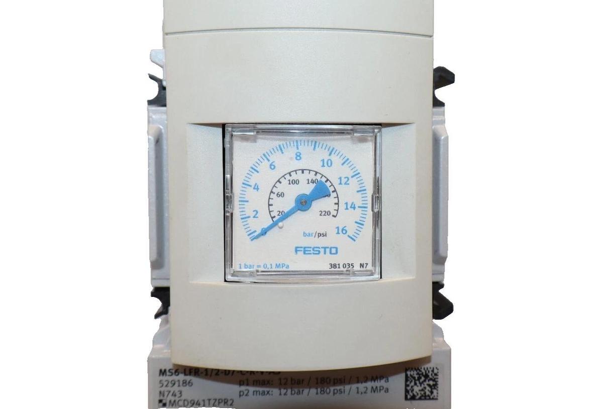 FESTO MS6-LFR-1/2-D7-C-R-V-AS 12 Bar 180psi Filter Pressure Regulator Valve *NOS