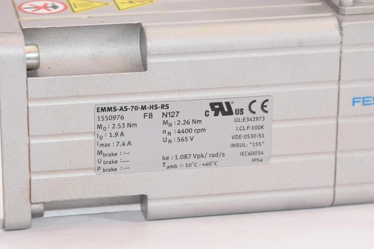 Used FESTO EMMS-AS-70-M-HS-RS Servo Motor With PLE60 Gearhead