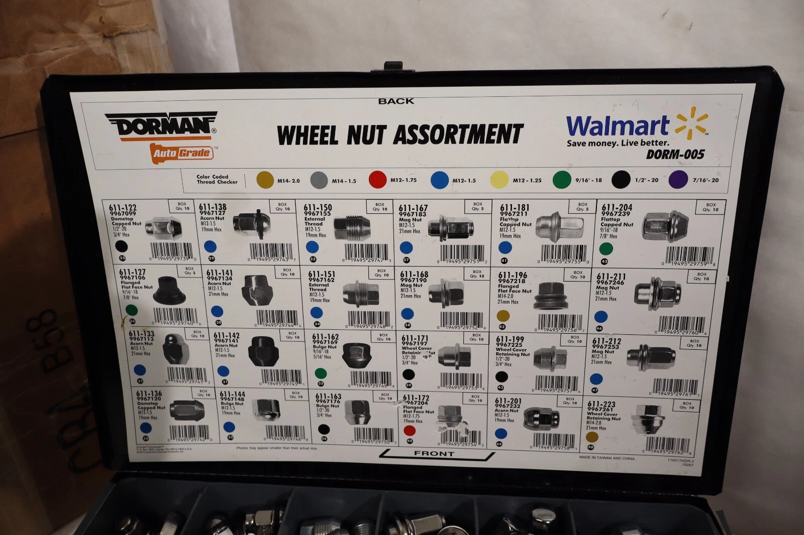DORMAN Lug nut 110517-1 110517-2 Autograde Wheel Nuts Assortment (NEW 2 Drawer)