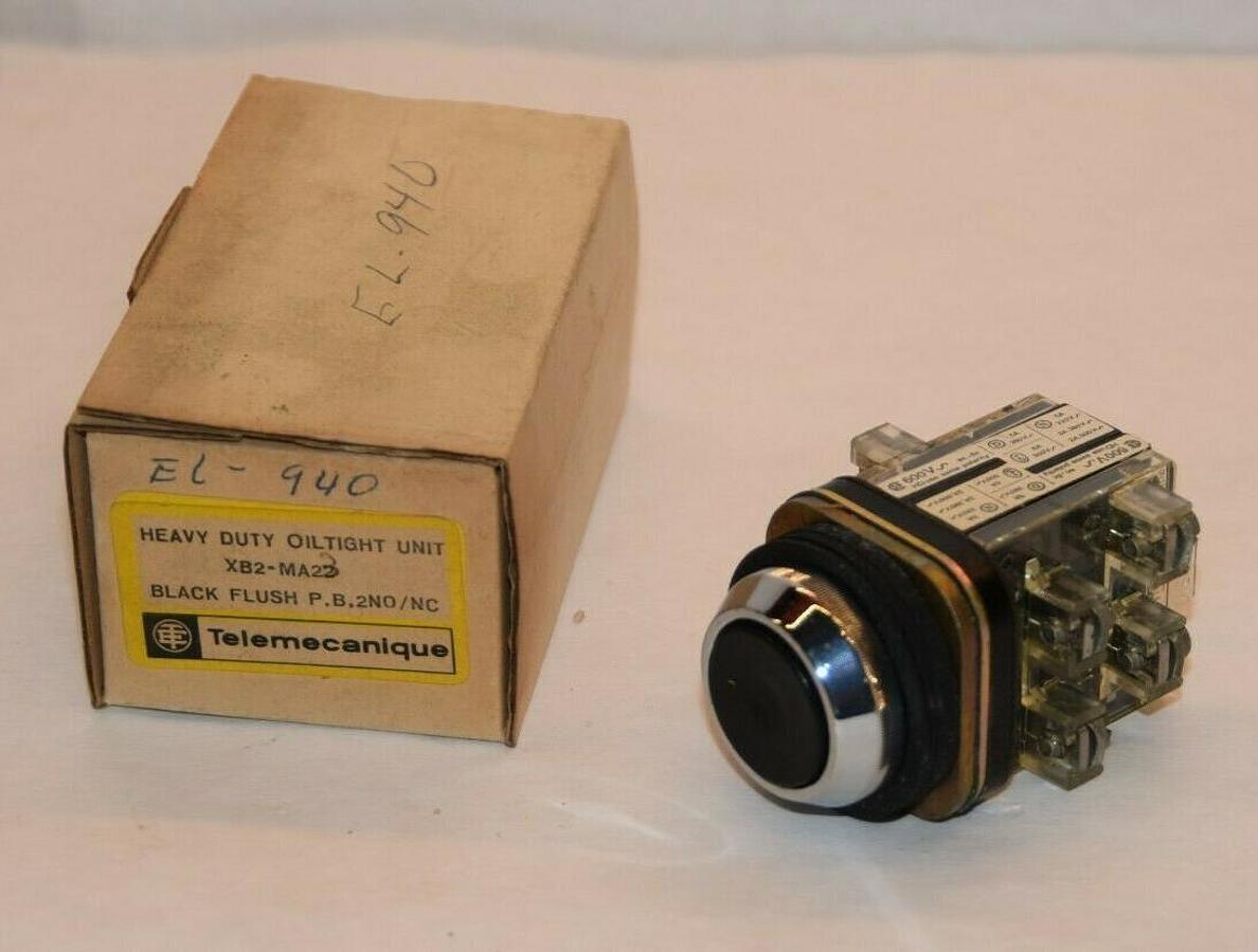 (NEW) TELEMECANIQUE XB2-MA22 XB2-MA23 Black Flush Oiltight Push Button Unit