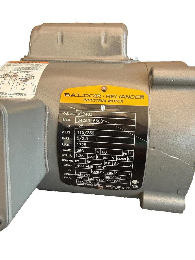 Baldor Reliance Electric Motor .25hp 1/4hp KL3403 34C63–5506 115/230v 1ph (New)