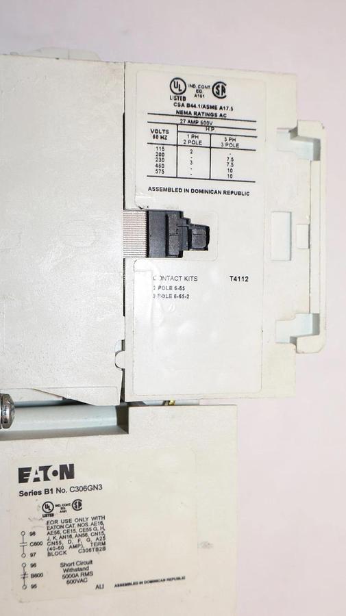 Eaton Starter AN16DN0 Size Sz 1 600V 27A 27 Amp Coil:120v USA