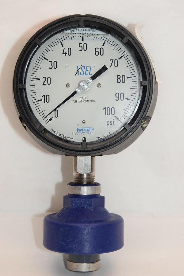 (NEW) WIKA 23x.34 4.5 4.5" Face 0-100psi 316 SS Tube and Connection XSEL Gauge