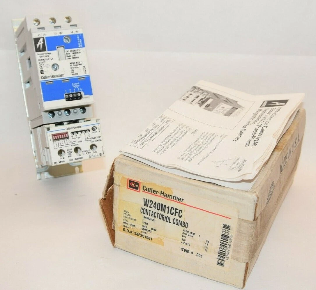 (NEW) CUTLER HAMMER W240M1CFC 3P 27A 3Phs Coil Contactor / OL Combo WB13FJ