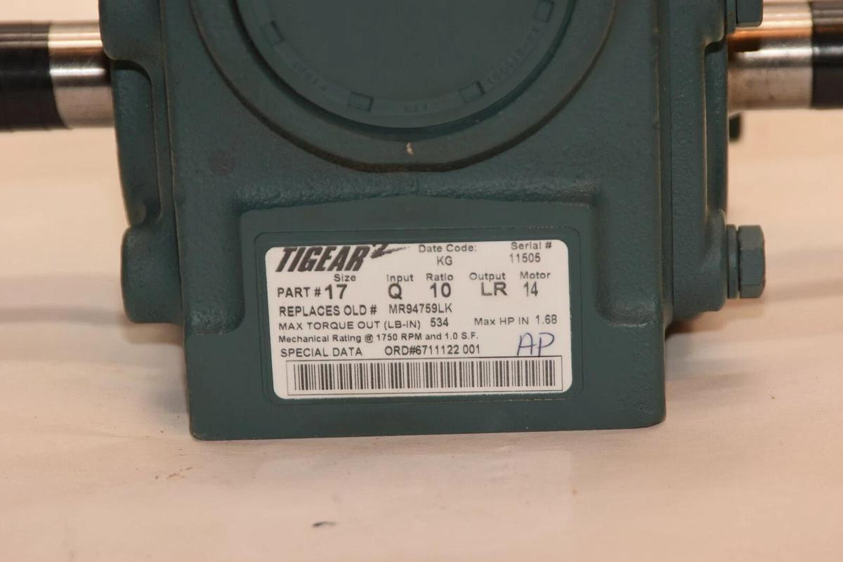 NEW) DODGE TIGEAR-2 17Q10LR14 Size 17 Worm Gear Box Speed Reducer Ratio 10 10:1