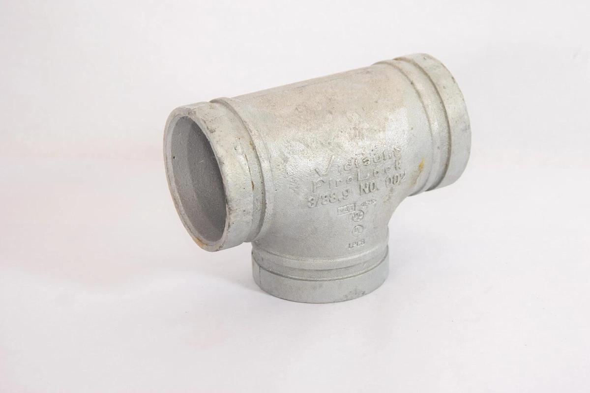 (NEW) VICTAULIC 3/88.9 No. 002 C-E=3.38 IN FireLock Straight Grooved Tee