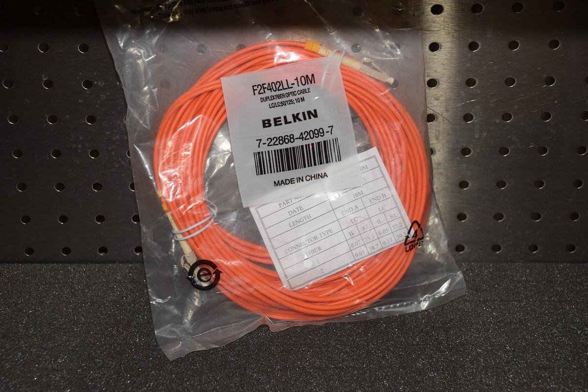 Used Belkin F2F402LL-10M Duplex Fiber Optic Patch Cable - LC Male - LC Male - 32.8ft 722868420997
