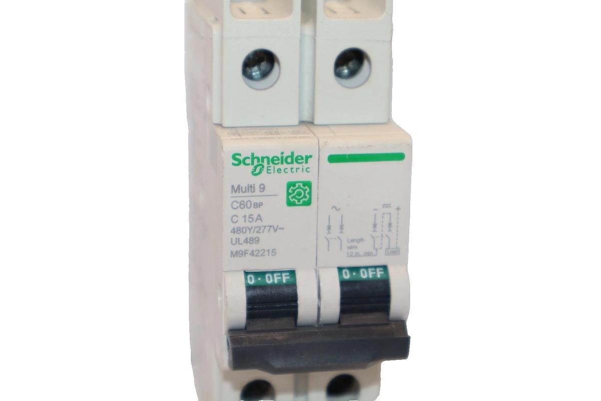 Used Schneider Electric M9F42215 15A Amp 2P Multi 9 Circuit Breaker