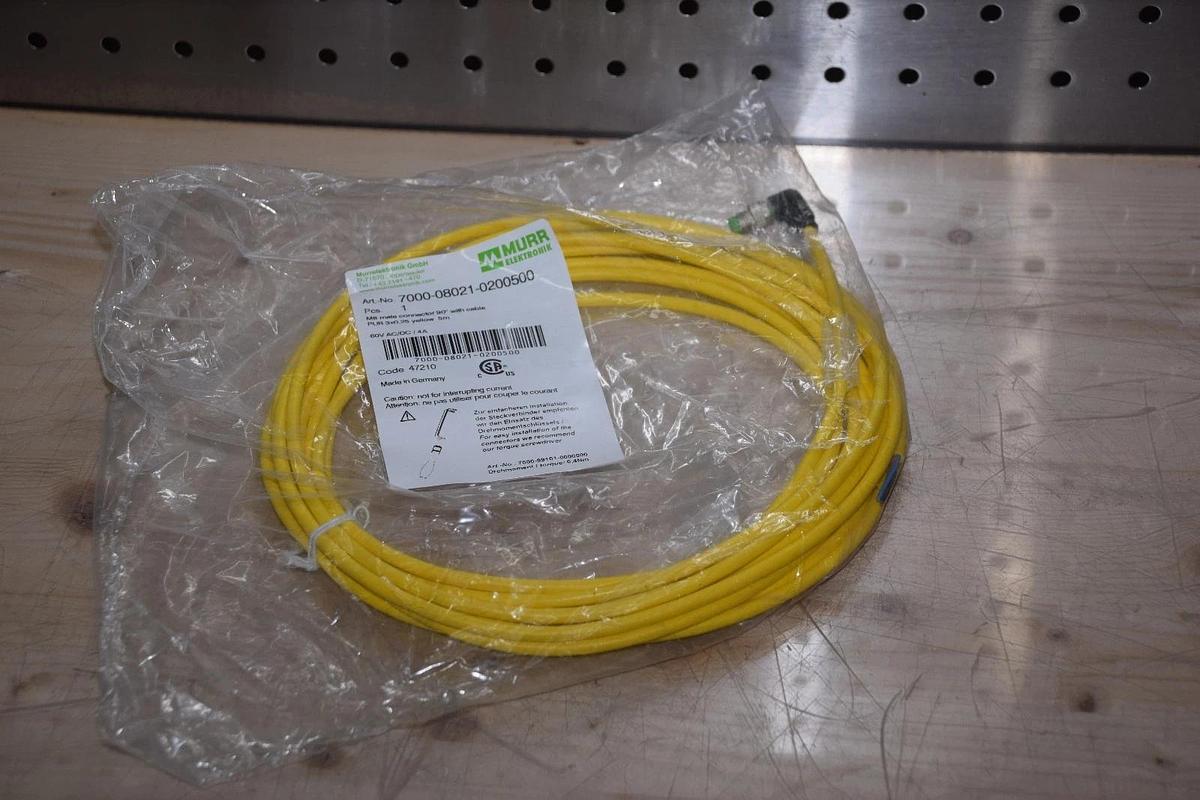 New MURR Elektronik QC Cable, 7000-08021-0200500, M8 male 90degree, 5meters