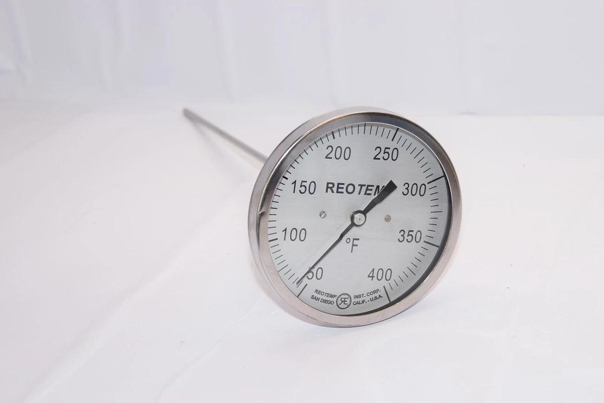 (NEW) REOTEMP 50-400 F 5" Face 3/4" Npt Conn 12" Stem BI-Metal Thermometer