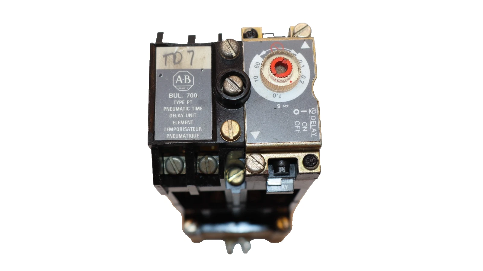 Used Allen Bradley Relay 700-PT Pneumatic Time Delay 700-P400A1 600A Coil: 120V