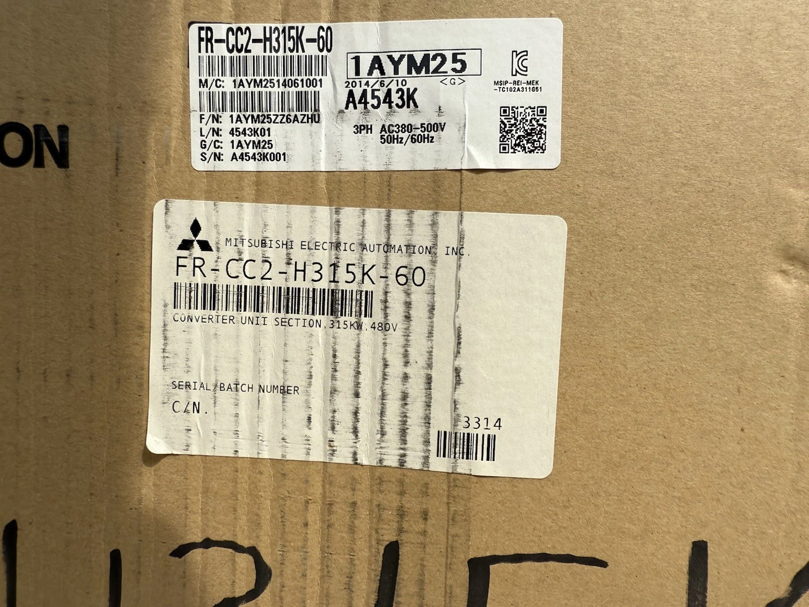 Mitsubishi Converter Unit Rectifier FR-CC2-H315K-60 FRCC2H315K60 315kw 480v *NEW