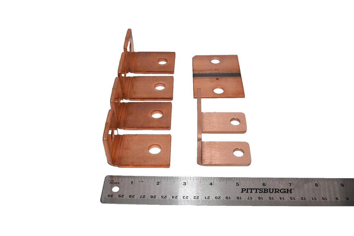 Used Buss Bar 1-5/8" x 1-7/16" x 3/16" 90° Degree L-Shaped Copper (Lot of 6)