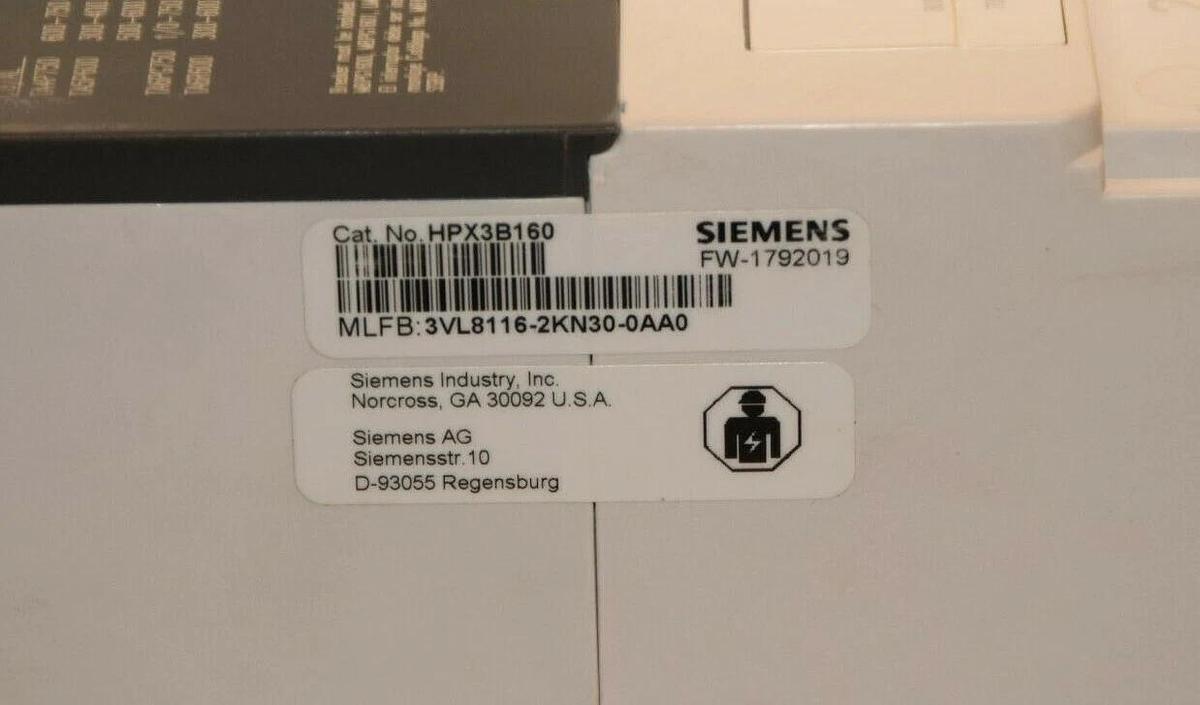 New Siemens 3VL8116-2KN30-0AA0 Circuit Breaker 1600A HPX3B160 3VL8116-2RR30-0AA0