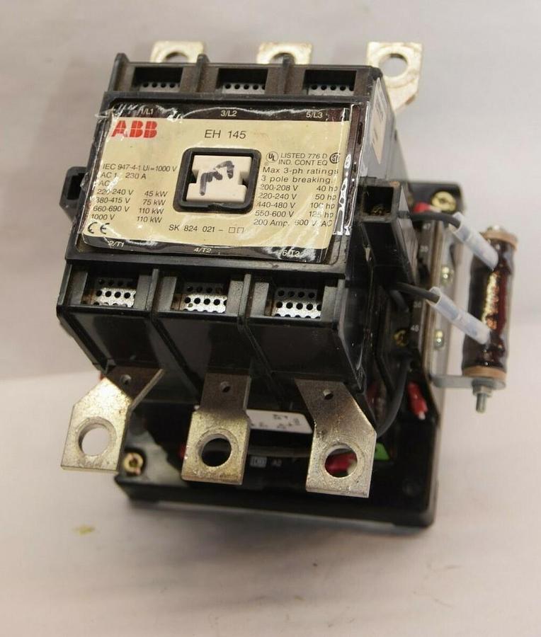 Used ABB 123109016-001 EH145C-YL11 EH145 200A 200 Amp 125Hp 24Vdc Coil Contactor
