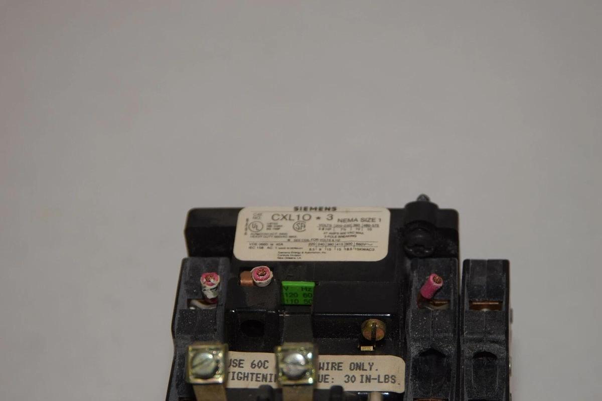 Used SIEMENS CXL10*3 110-120V Size 1 Starter W/ Relay 3UA52 00-1B 1,25-2A