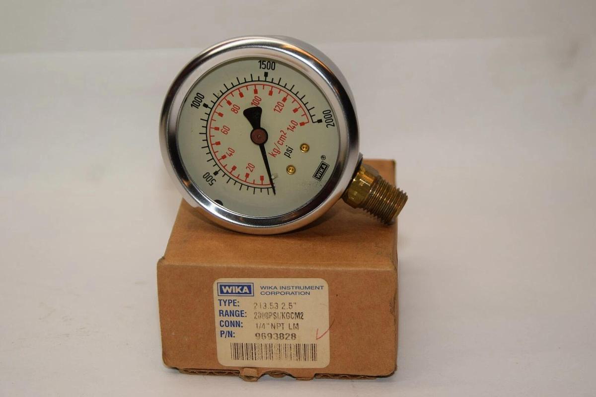 (NEW) WIKA 9693828 212.53 2.5" Face 1/4" Npt 0-2000psi Pressure Gauge