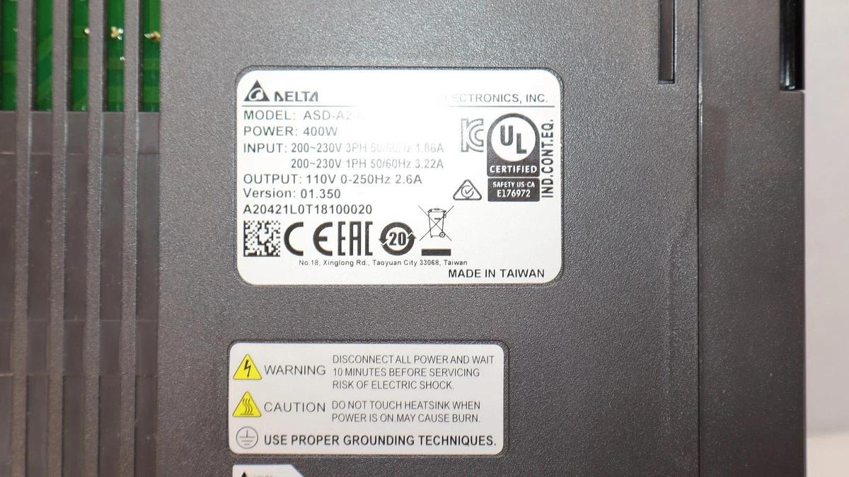 Used Delta ASD-A2-0421-L , ASDA20421L 400W Servo Drive