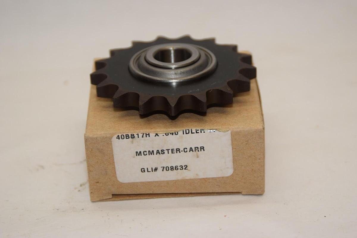 (NEW) MCMASTER-CARR 40BB17H x .640 17 Teeth Idler Sprocket