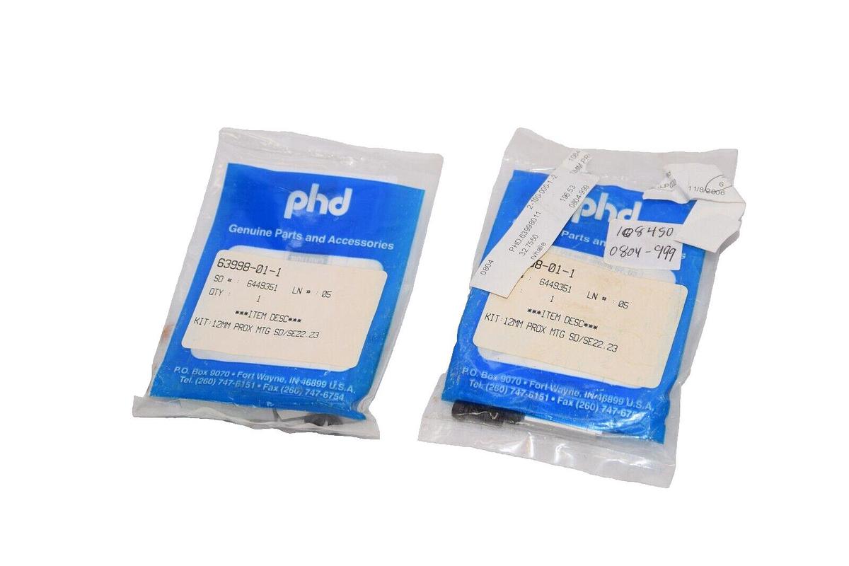 (NEW- Lot 2) PHD 63998-01-1 12mm Prox MTG SD/SE22.23 Proximity Switch Mount Kit