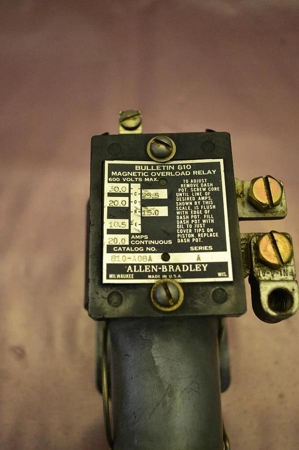 Used Allen Bradley Overload Relay 810-A08A 810 A08A 810A08A 600V 600 V