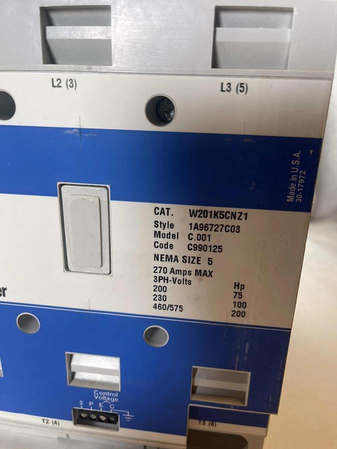 (New) Cutler Hammer, W201K5CNZ1, Advantage Contactor, SIZE: 5, C, 1A96727C03