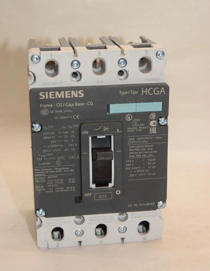 Siemens HCGA 60A 60 Amp A Breaker HCX3B060 3VL1106-2KM30-0AA0 (NEW Takeout)