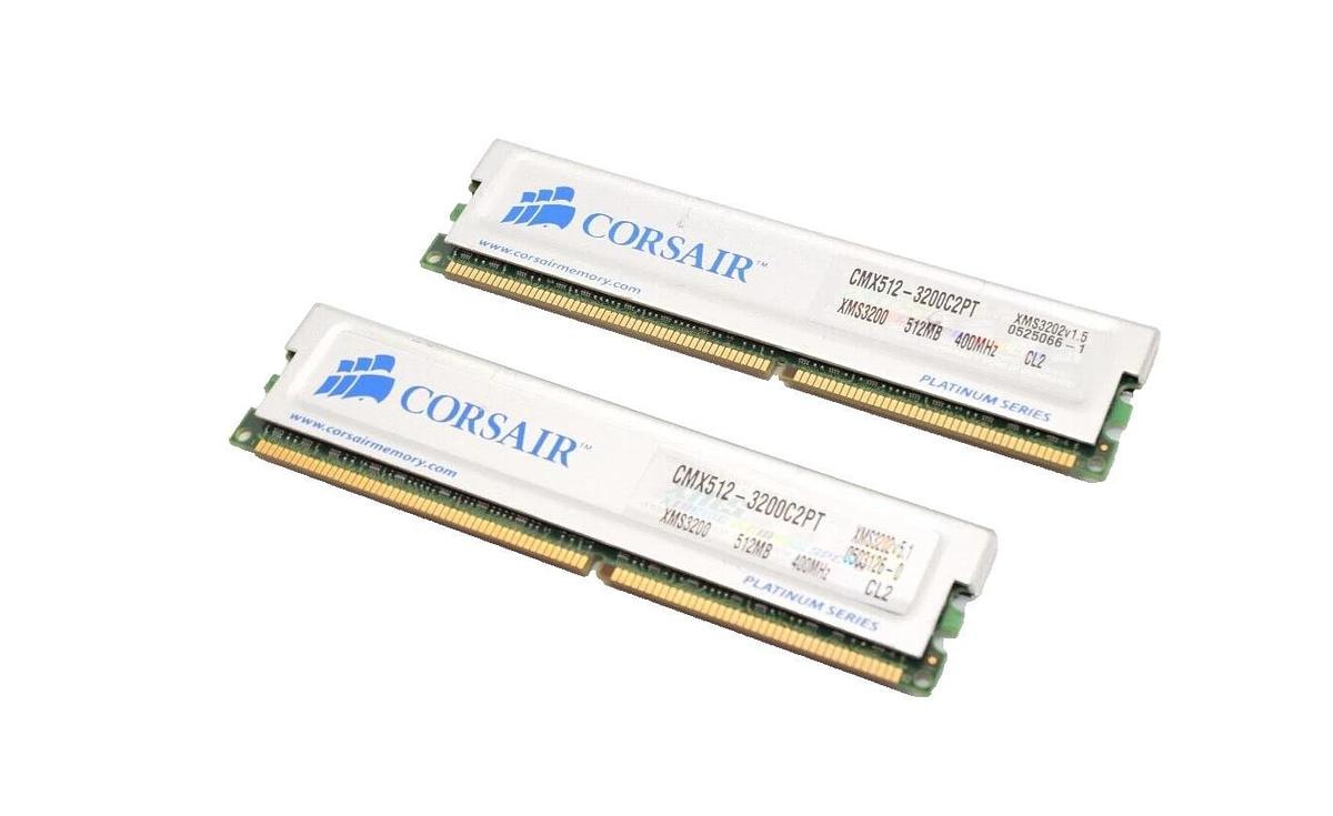 Used (Lot of 2) CORSAIR CMX512-3200C2PT 512MB 400MHz Platinum Series Memory (RAM)